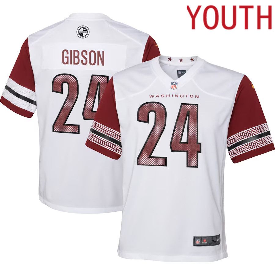 Youth Washington Commanders 24 Antonio Gibson Nike White Game NFL Jersey